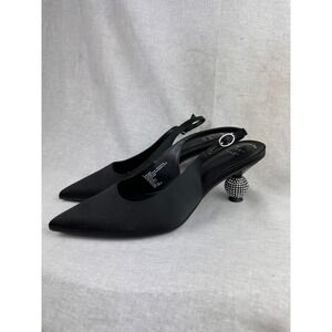 A New Day Black Slingback Heels Rhinestone Disco Ball Sculptural Pump Size 6 NEW